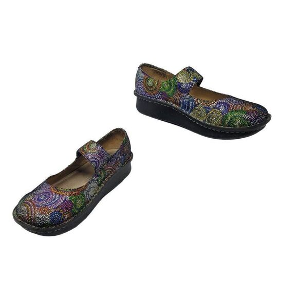 Alegria Whimsical Leather Mary Jane Shoes 42 Colorful Swirl Fairycore Kidcore - Picture 6 of 13